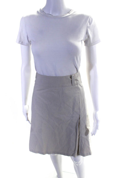 Jil Sander Womens Inverted Pleat Khaki A Line Knee Length Skirt Beige Size IT 40