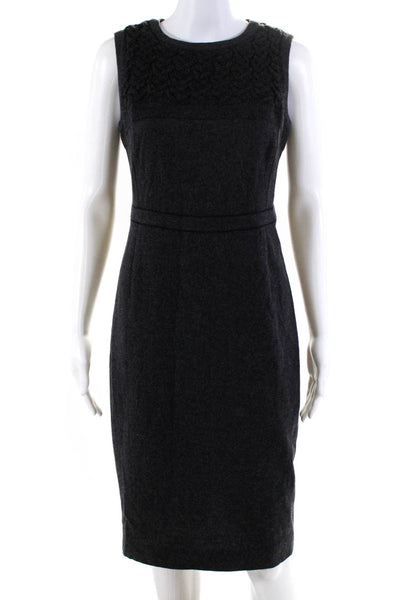 Magaschoni Collection Womens Sleeveless Short Pencil Sweater Dress Gray Size 4