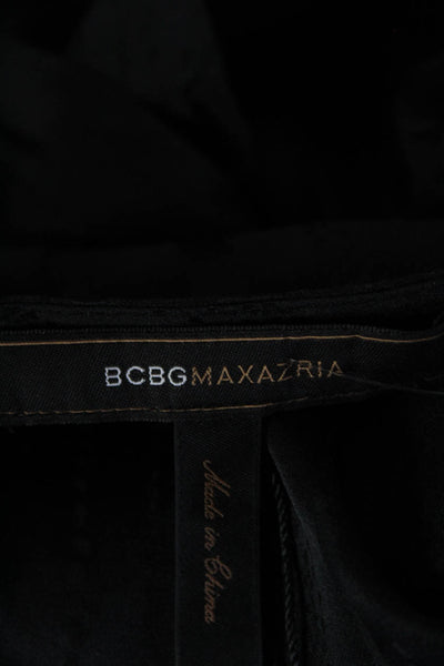 BCBG Max Azria Womens Beaded Fringe Satin Jacquard Top Blouse Black Size Small