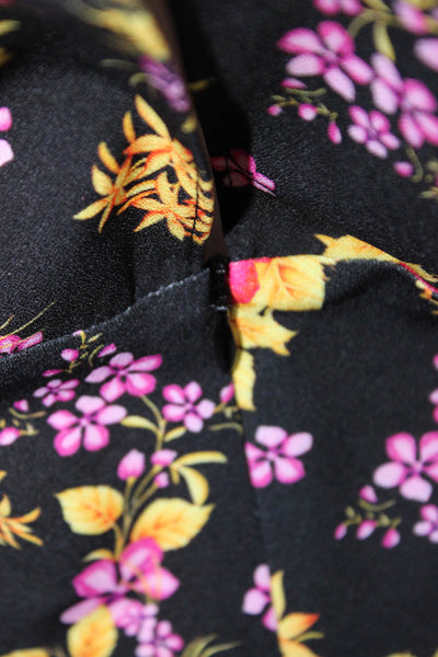 Dodo Bar Or Womens Half Sleeve V Neck Floral Long Dress Black Pink Yellow Size 8