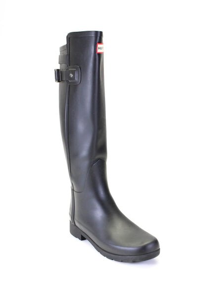 Hunter Womens Refined Strap Original Tall Matte Rubber Rain Boots Black Sz 36 5