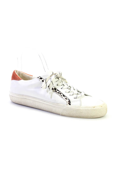 Madewell Womens Leather Pony Hair Trim Lace Up Low Top Sneakers White Size 9.5
