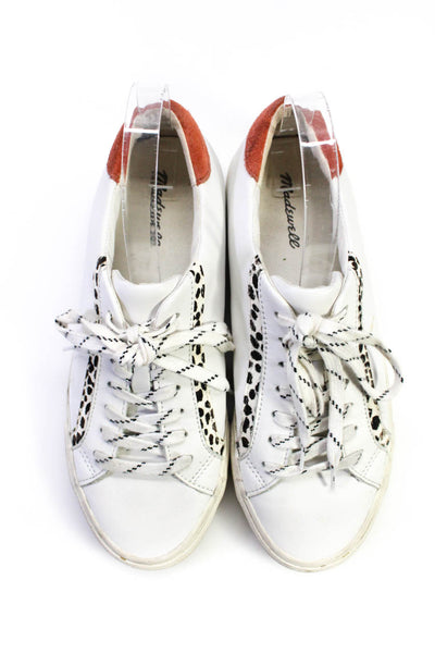 Madewell Womens Leather Pony Hair Trim Lace Up Low Top Sneakers White Size 9.5