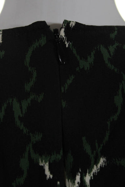 ALC Womens Long Sleeve Abstract Mini Fit & Flare Dress Black Green Silk Size 4