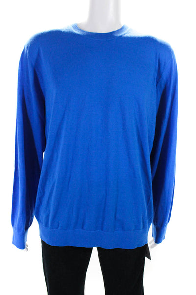 Theory Mens Crew Neck Sweater Blue Wool Size Extra Extra Large