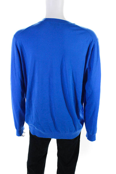 Theory Mens Crew Neck Sweater Blue Wool Size Extra Extra Large