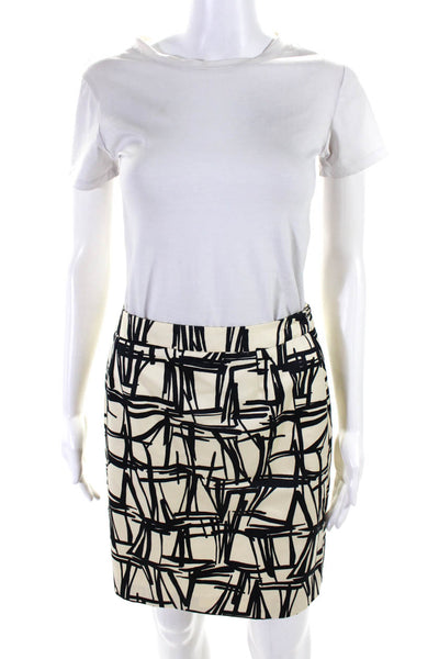 Michael Kors Womens Side Zip Knee Length Pencil Skirt White Black Size 2