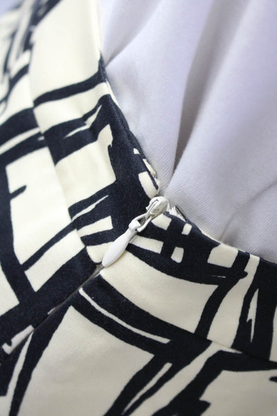 Michael Kors Womens Side Zip Knee Length Pencil Skirt White Black Size 2