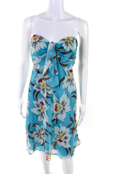 ABS Allen Schwartz Collection Womens Strapless Floral Shift Dress Blue Size 4