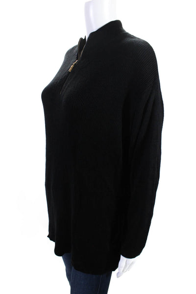 St. John Sport Womens Oversize Quarter Zip Pullover Sweater Black Size Small