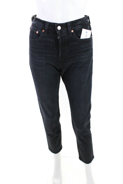 Levis Women's High Rise Slim Fit Button Up Jeans Dark Blue Size 25