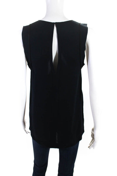 ALC Women's Scoop Neck Sleeveless Silk Blouse Navy Size XS