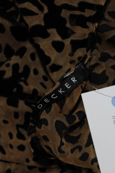 Decker Women's Textured Animal Print Fringe Open Front Cardigan Brown Size S