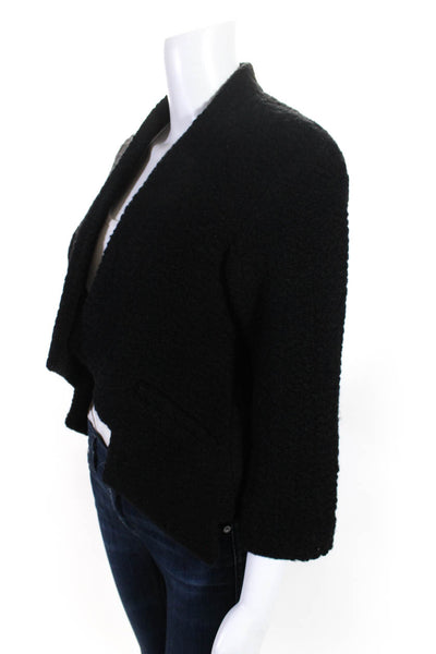 Thakoon Addition Women's Open Front 3/4 Sleeve Cardigan Black Size 4