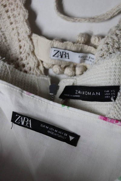 Zara Women's Long Sleeve Blouse Sleeveless Tops White Beige Size XS S M Lot 3