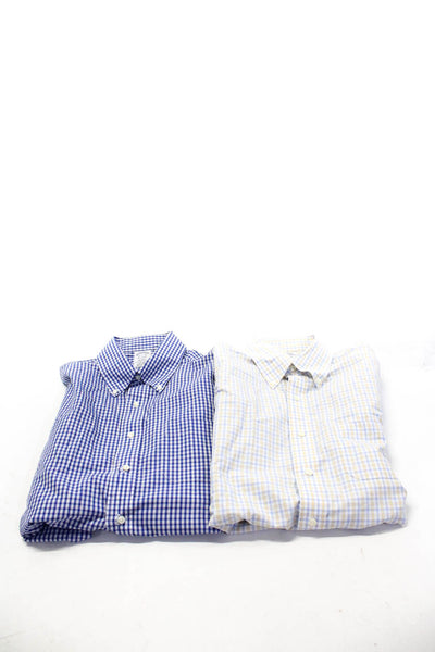 Brooks Brothers Mens Blue Plaid Long Sleeve Dress Shirts Size 16.5 15.5 Lot 2