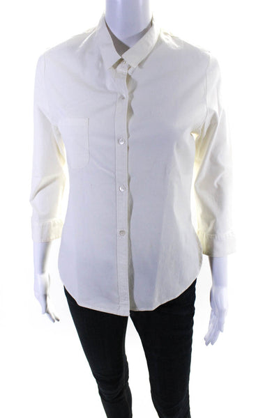 Chaiken and Capone Womens Cotton Buttoned Darted Collared Top White Size 10