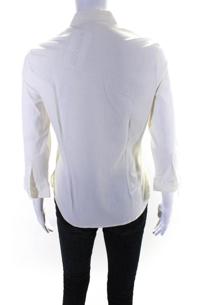 Chaiken and Capone Womens Cotton Buttoned Darted Collared Top White Size 10