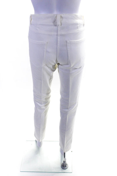 Gunex Womens Cotton Pleated Buttoned Slim Straight Casual Pants White Size 4