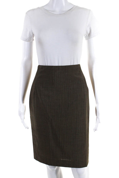 Cantarelli Womens Striped Darted Side Zipped Midi Pencil Skirt Brown Size EUR44