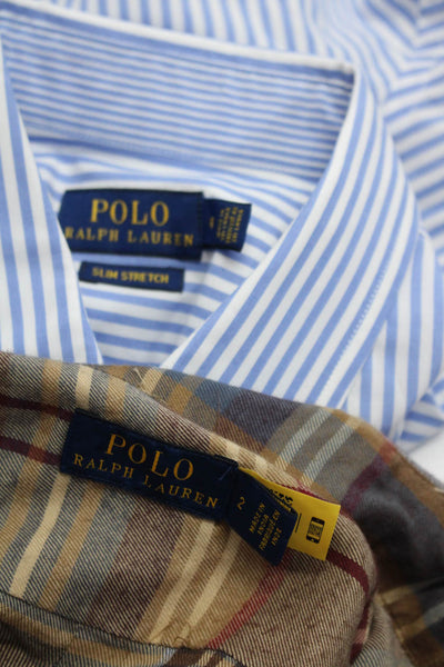 Polo Ralph Lauren Mens Striped Plaid Buttoned Collared Tops Blue Size 2 8 Lot 2