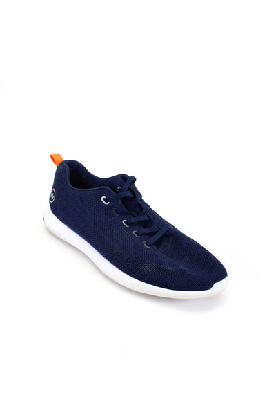 Peter Millar Mens Textured Lace-Up Mesh Low-Top Sneakers Navy Size 8