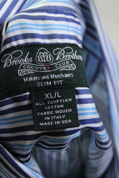 Brooks Brothers Mens Purple Cotton Striped Long Sleeve Dress Shirts Size XL lot2