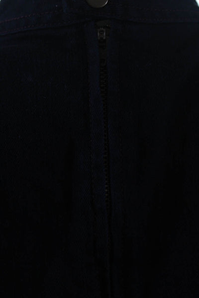 Ulla Johnson Womens Dark Navy Tie Front Puff Short Sleeve Denim Blouse Top Size0