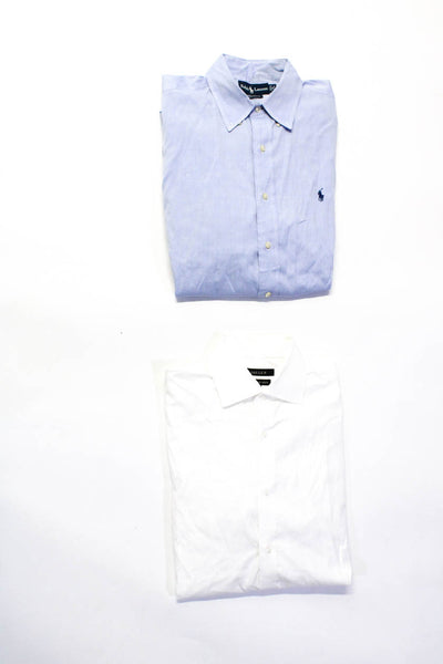 Jaeger Ralph Lauren Mens Casual Button Dress Shirt White Blue Size 16 Lot 2