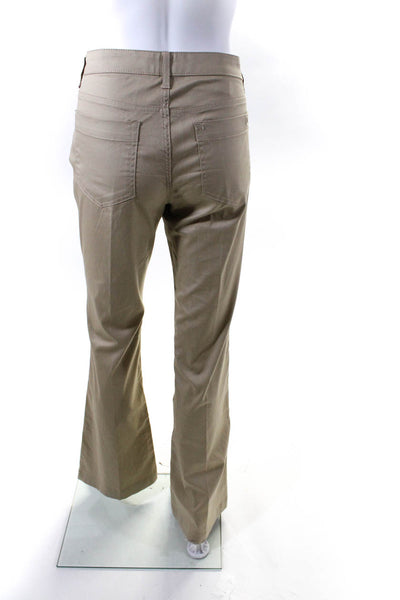 O'lautrechose Womens Cotton Mid-Rise Flared Hem Pants Trousers Beige Size 44