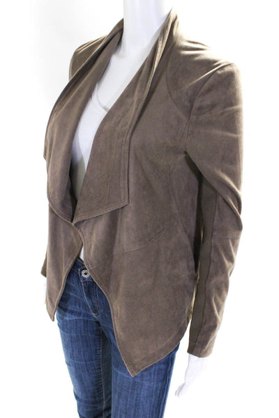 BB Dakota Women's Collar Open Front Long Sleeves Jacket Brown Size S