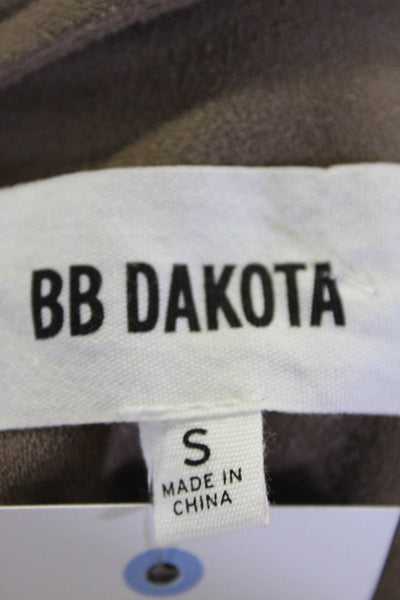 BB Dakota Women's Collar Open Front Long Sleeves Jacket Brown Size S