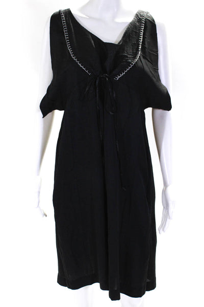 Cotelac Women's Scoop Neck Sleeveless Shift Midi Dress Black Size 4