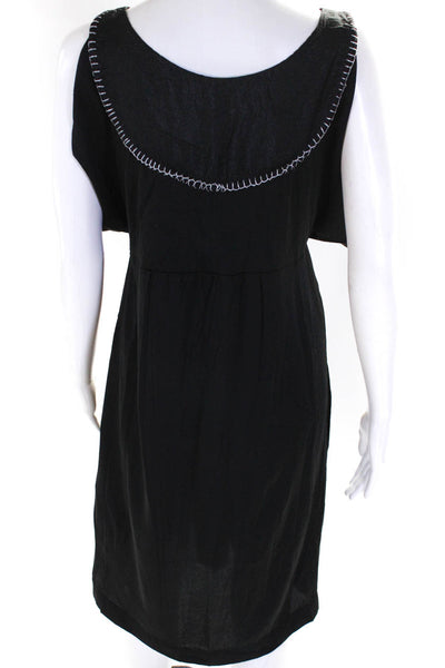 Cotelac Women's Scoop Neck Sleeveless Shift Midi Dress Black Size 4