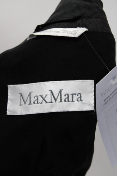 Max Mara Women's Cotton Blend Printed Hook Eye Clasp Blazer Black Size 12
