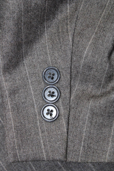 Donna Karan Signature Mens Wool Pinstripe Print Three Button Suit Gray Size 40R