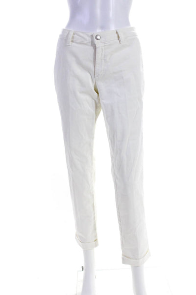 Sisley Womens Cotton Slim Fit Rolled Hem Low-Rise Trousers Pants White Size 31