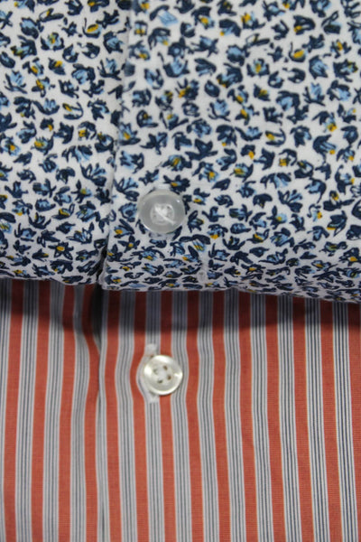 Thomas Pink Paper Denim + Cloth Womens Button Up Shirts Orange Blue 15 XL Lot 2