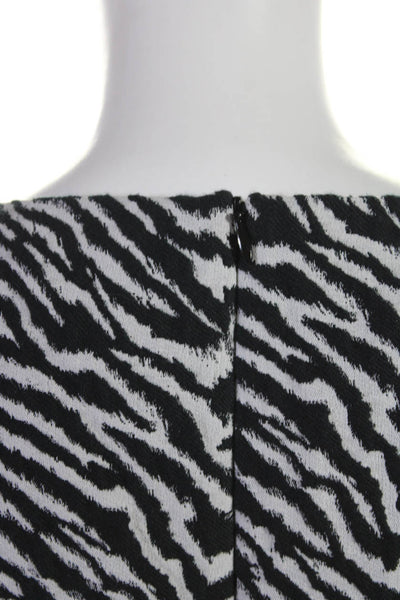 Searle Women's Zebra Sleeveless Crew Neck Midi Pencil Dress Black Size 2