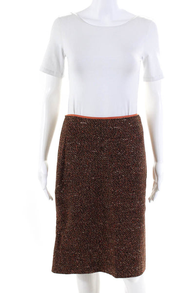 Ellen Tracy Womens Wool Tweed Midi Straight Pencil Skirt Multicolor Size 2