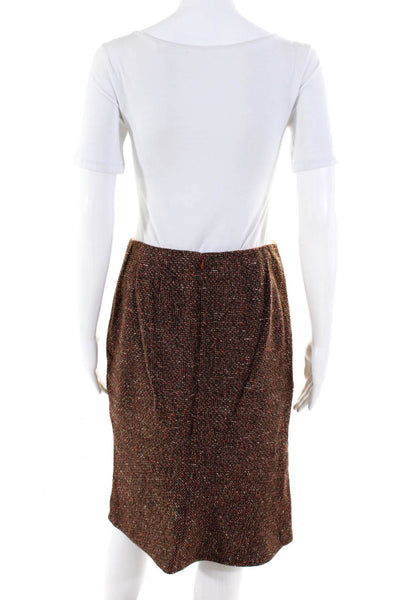 Ellen Tracy Womens Wool Tweed Midi Straight Pencil Skirt Multicolor Size 2