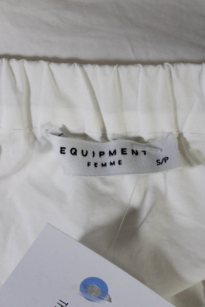 Equipment Femme Womens Cotton Hidden Placket Off Shoulder Blouse White Size S
