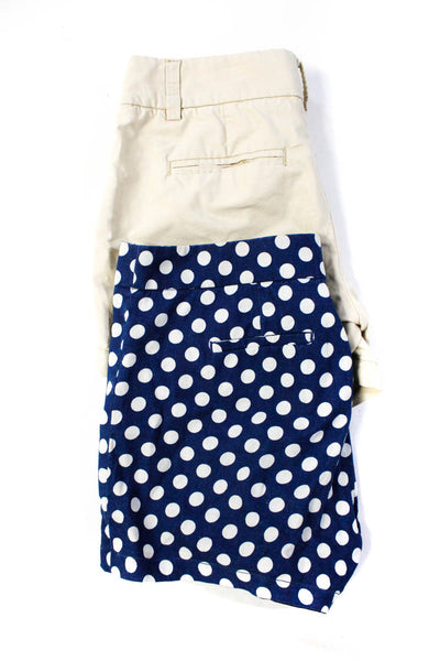 J Crew Womens Cotton Chinos Linen Polka Dot Print Shorts Beige Blue Size 2 Lot 2