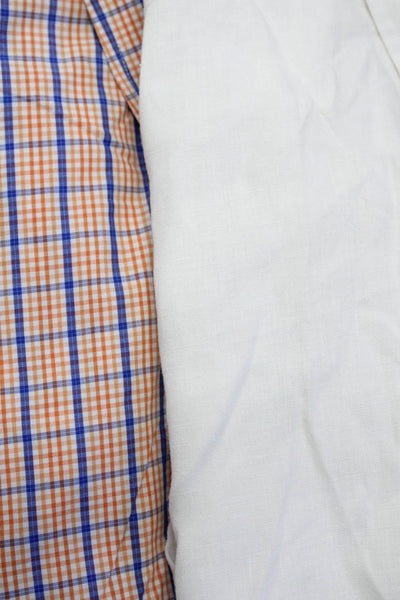 Brooks Brothers Mens Plaid Button Down Shirts Orange Blue White Size L M Lot 2