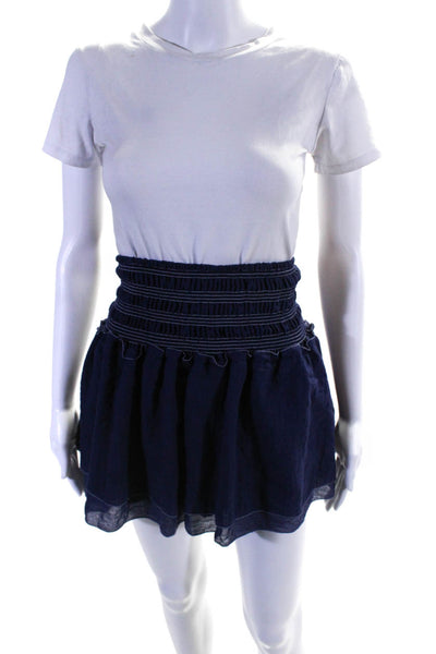 We're All Pretty Girls Women's Cotton Smocked A Line Mini Skirt Blue Size L