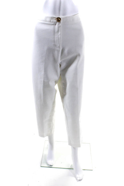 Badgley Mischka Womens High Rise Trousers White Cotton Size 14