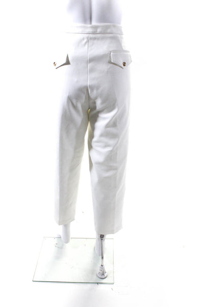 Badgley Mischka Womens High Rise Trousers White Cotton Size 14