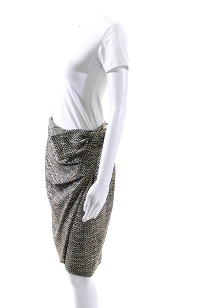 Badgley Mischka Womens Abstract Print Bow Waist Pencil Skirt Multi Colored Size