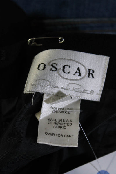Oscar Oscar de la Renta Womens Front Slit Skirt Black Wool Size 14