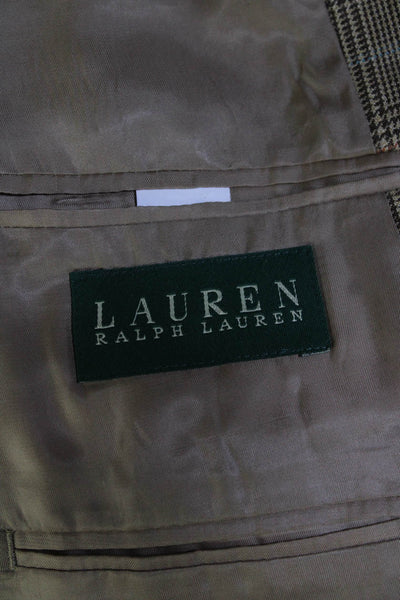 Lauren Ralph Lauren Mens Silk Houndstooth Print Two Button Blazer Brown Size 40R